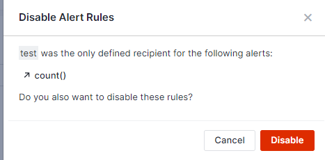 Alert Recipients Disable Alert Rule