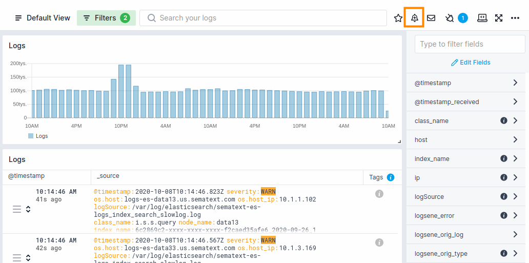 Elasticsearch slowlogs warnings search