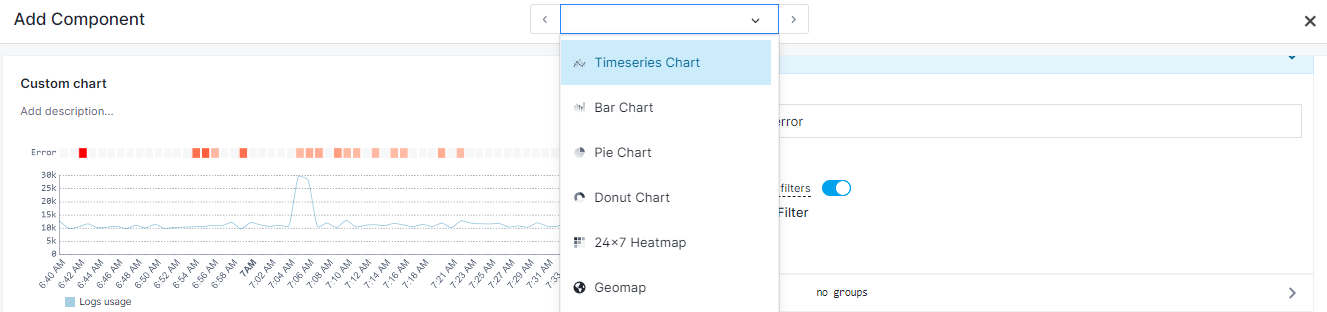 Chart builder component switch list