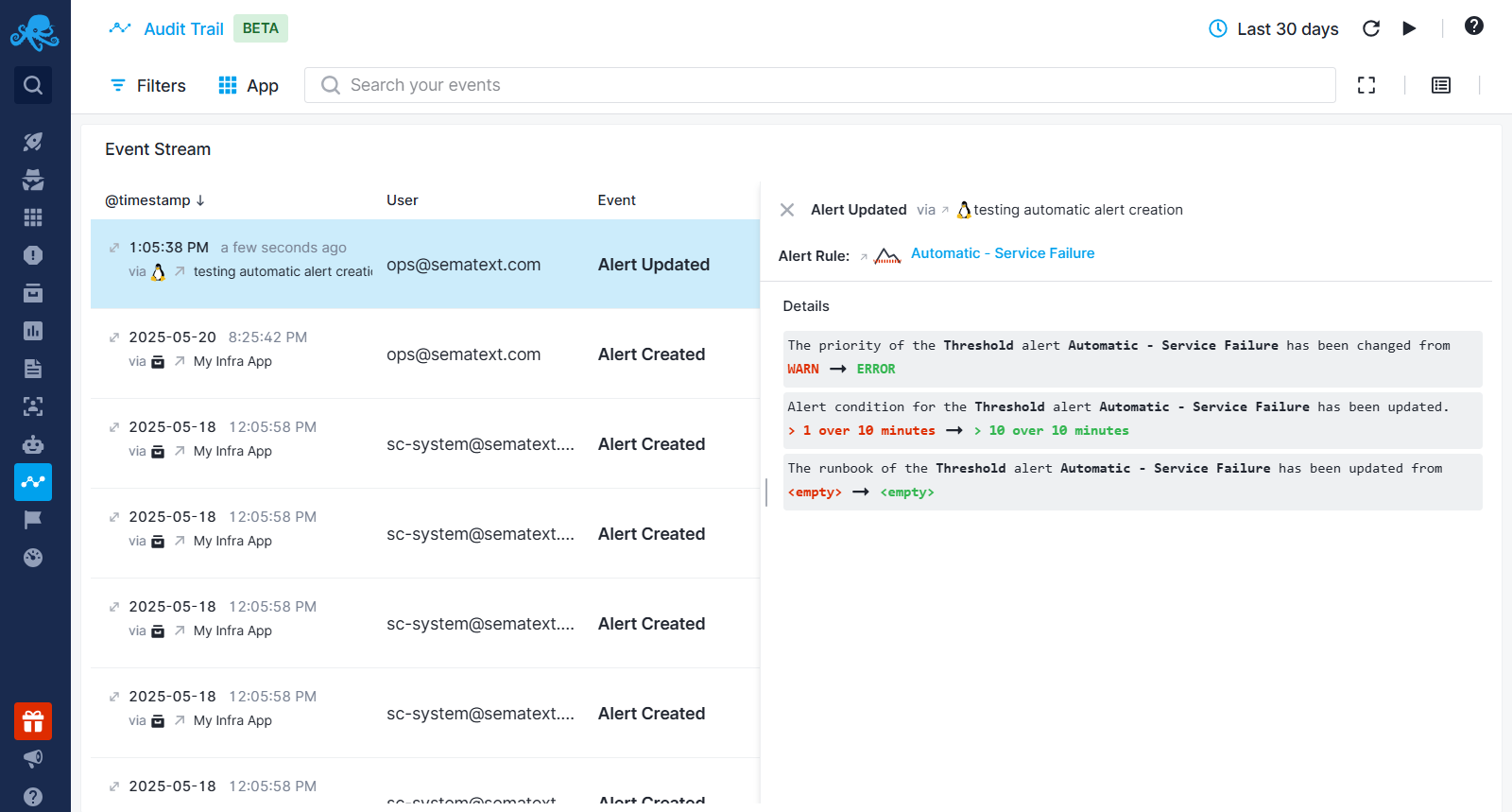 Audit Trail Flyout