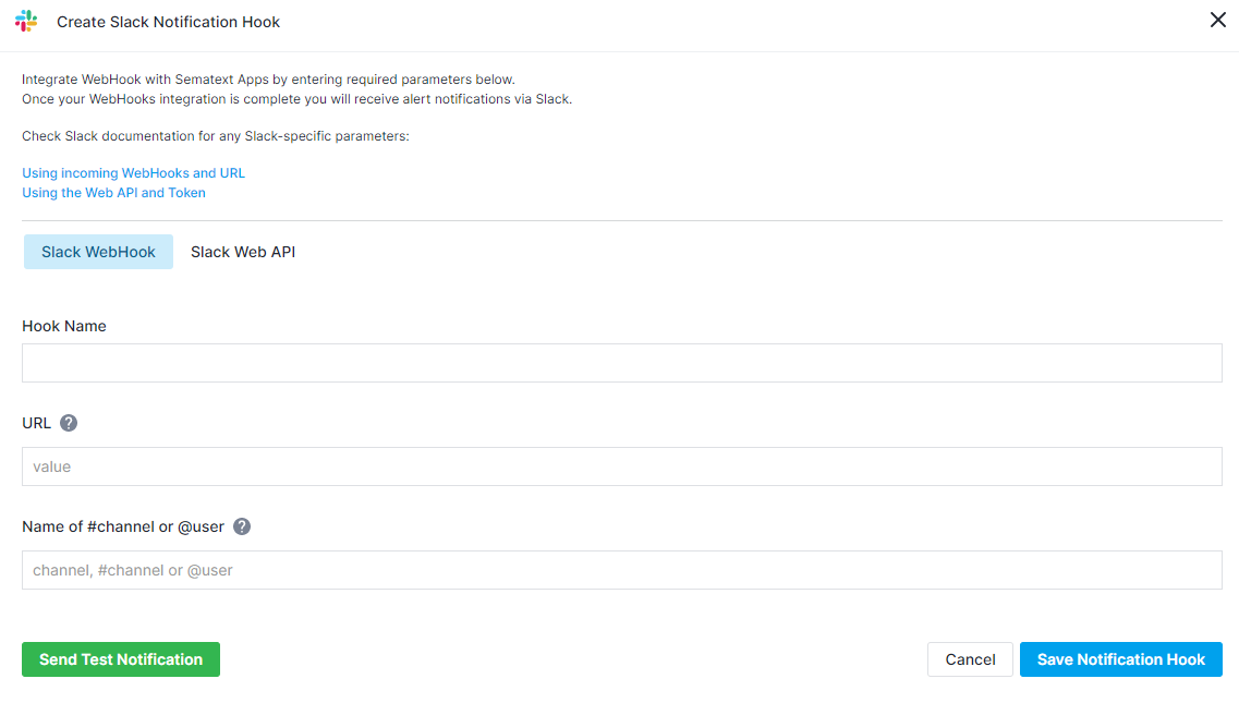 Sematext Cloud - Slack Notification Hook