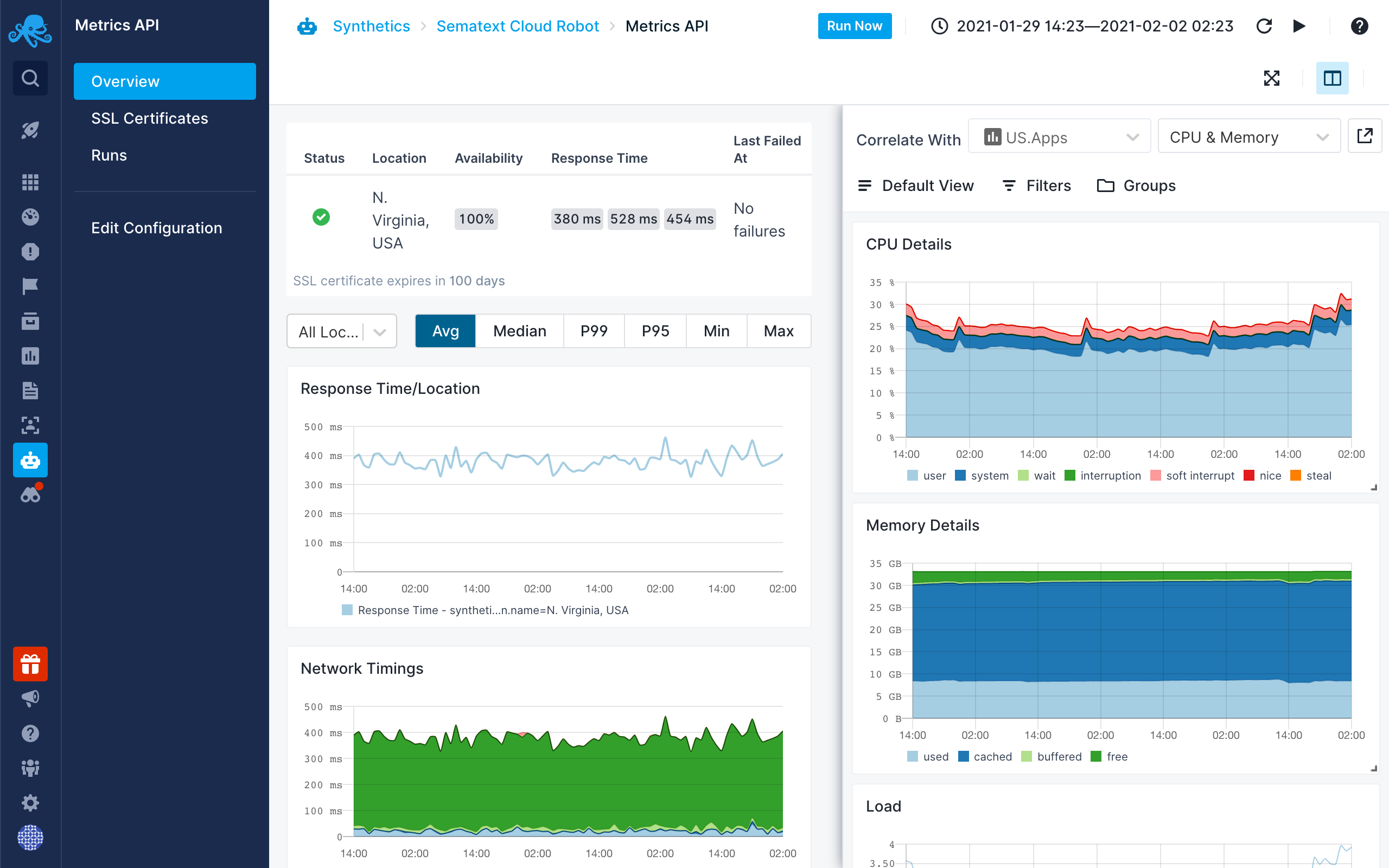 Correlate Synthetics Monitor with Monitoring in Split Screen