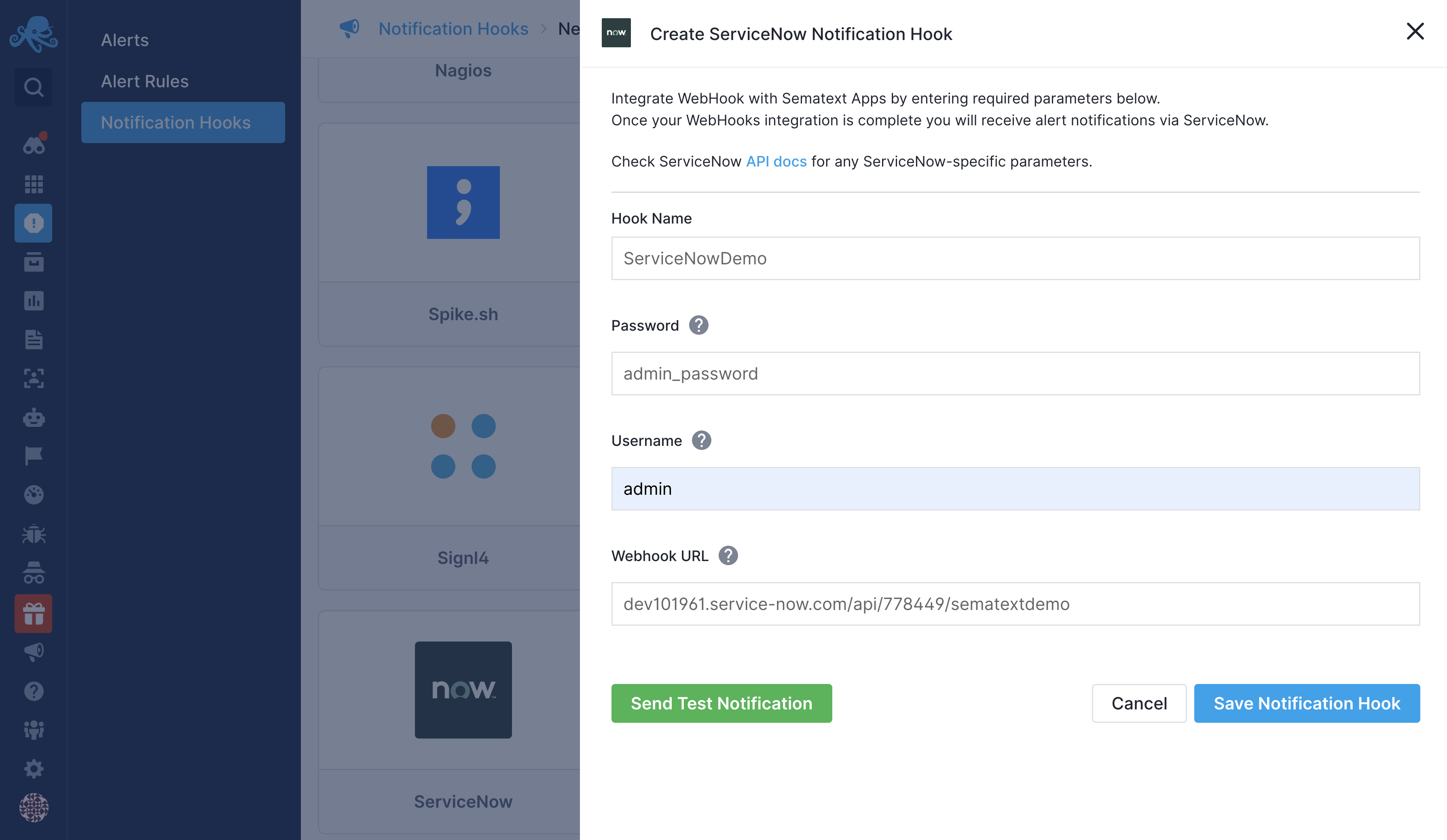 Create Service Now Integration - ServiceNow Web Hook Creation