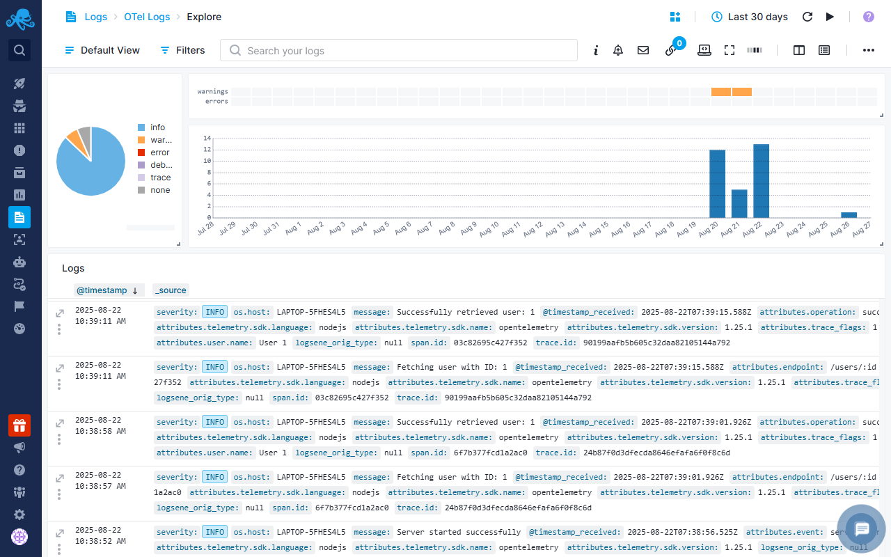OTEL Logs Explore