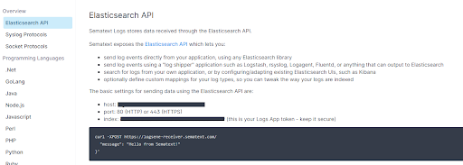 Logs App Elasticsearch integration