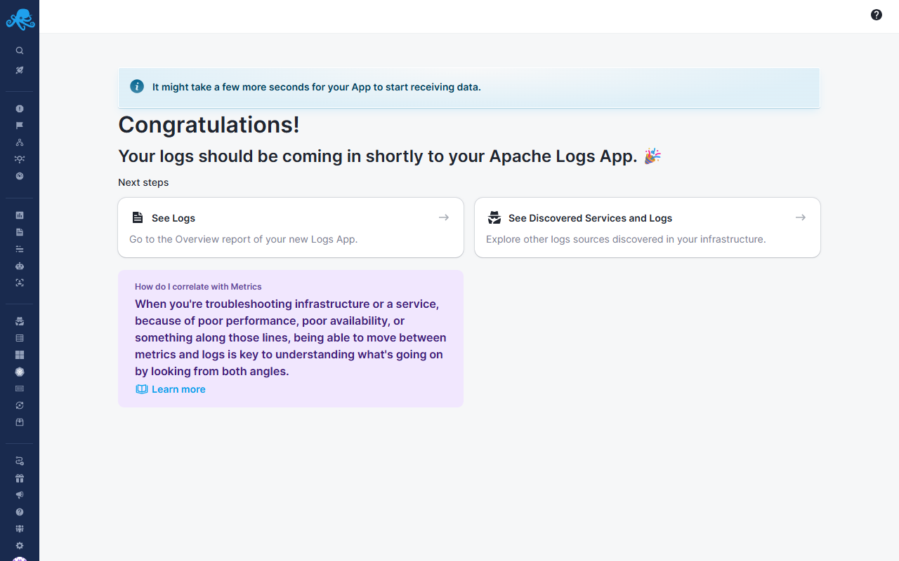 Logs App Finish Setup