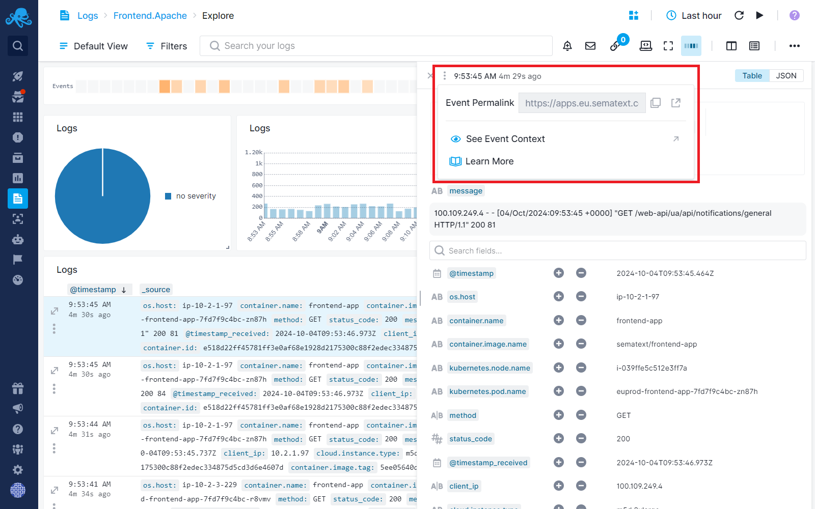 Logs Context View Menu