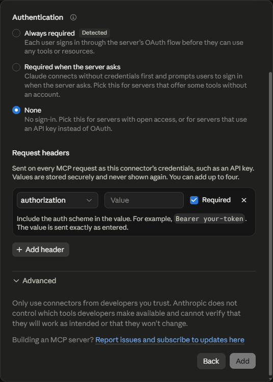 Authorization header