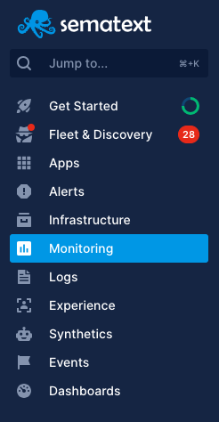 Sematext Monitoring App Sidenav