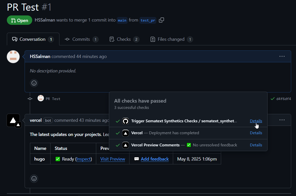 Commit Check on a PR