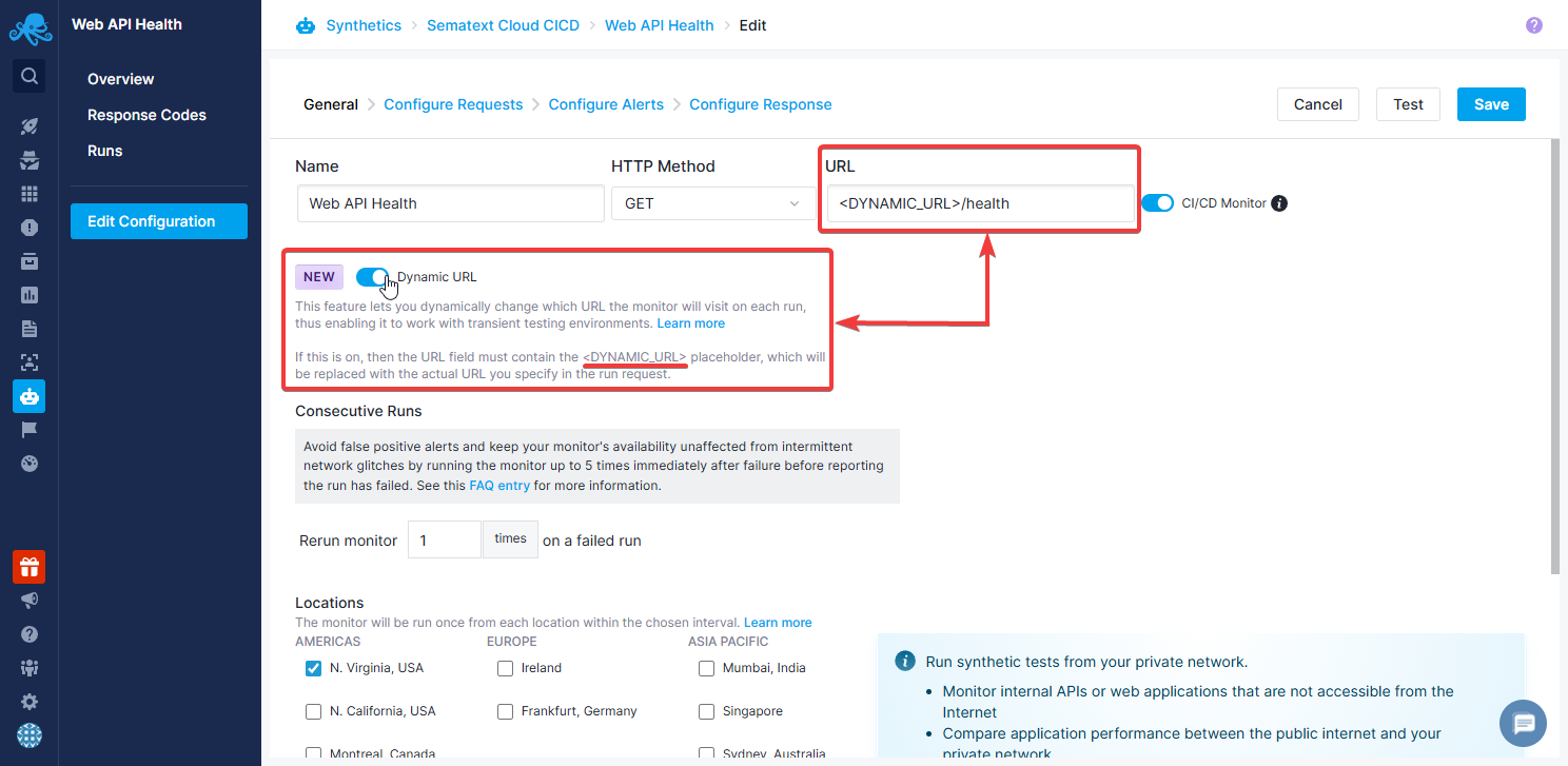 Dynamic URL for CI/CD HTTP Monitors