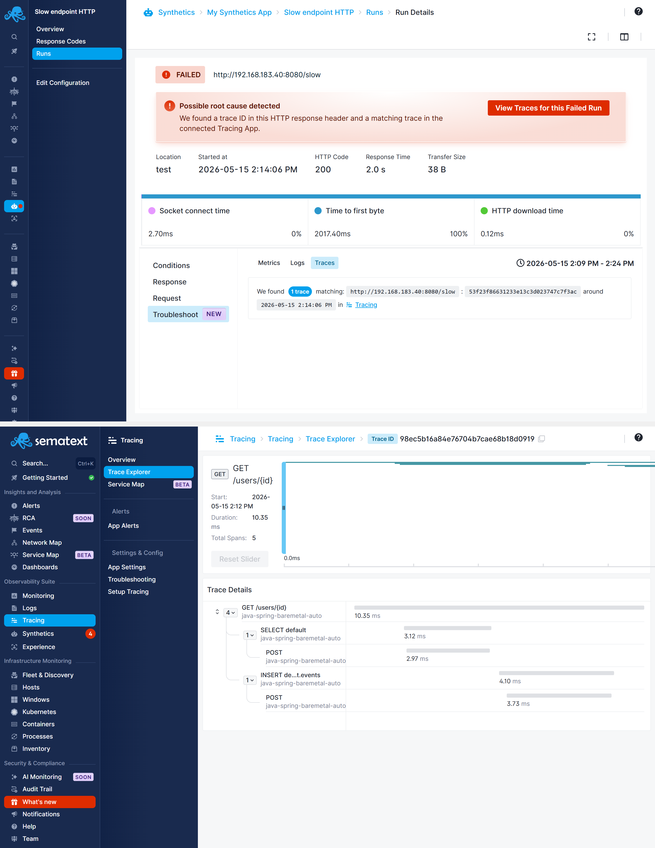 Traces Tab - Matched by Trace ID