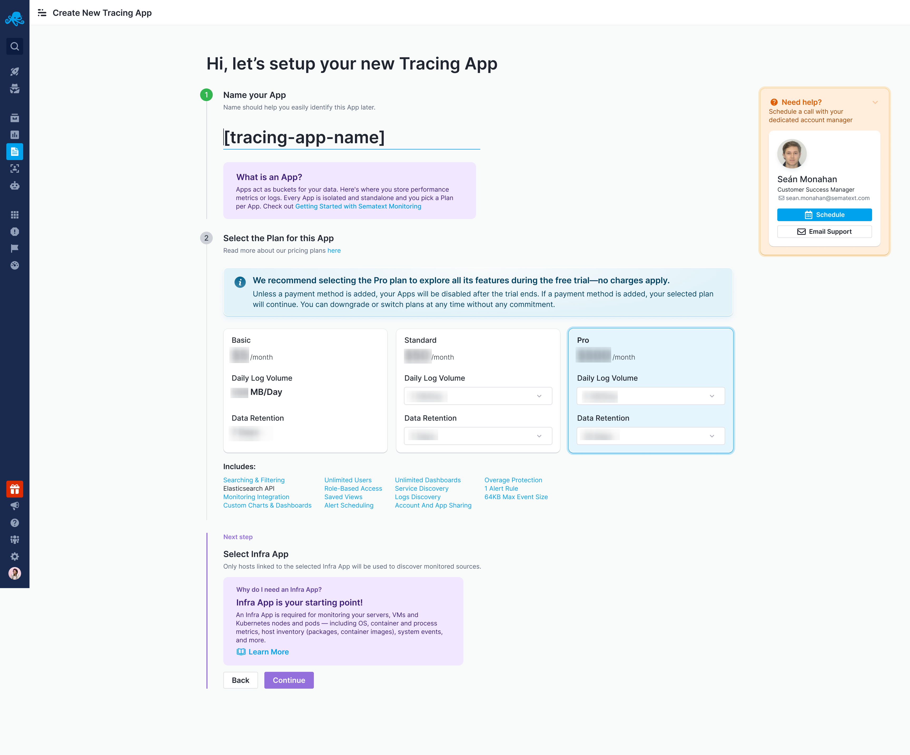 Plan and Infra App Selection