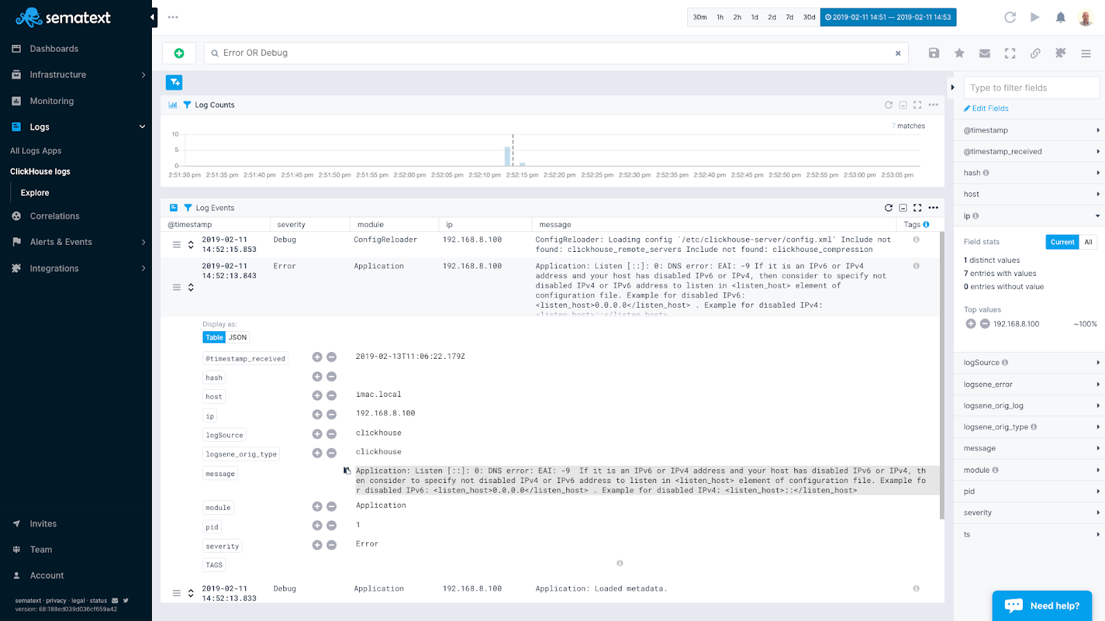 Elasticsearch logs monitoring with Sematext