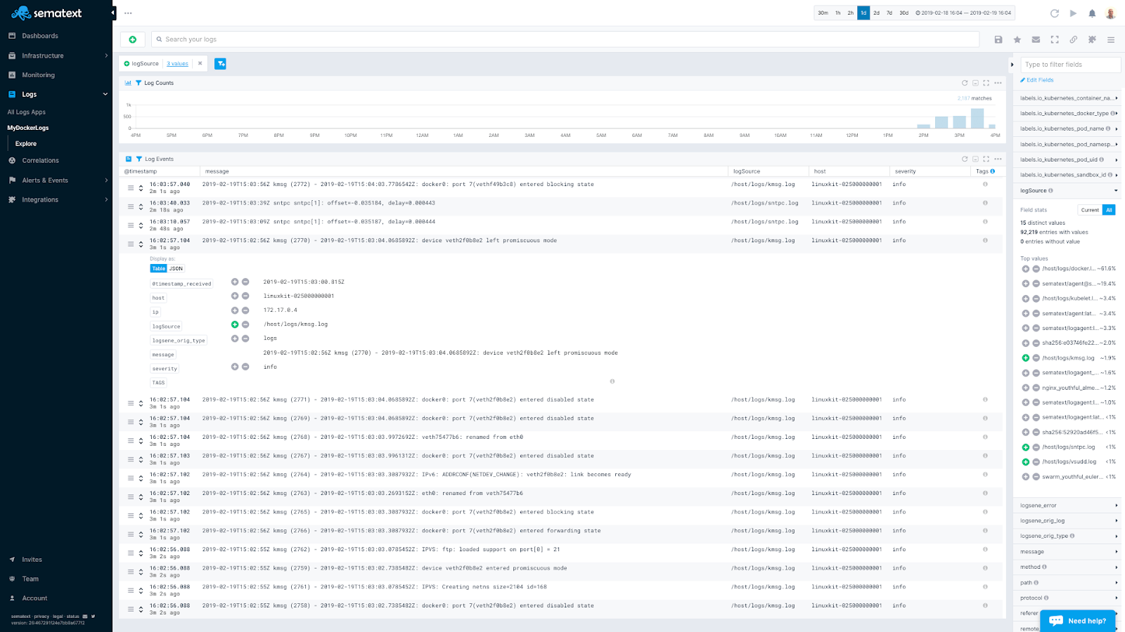 monitor server logs from docker hosts