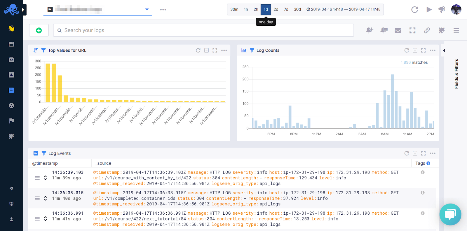node.js log monitoring dashboard