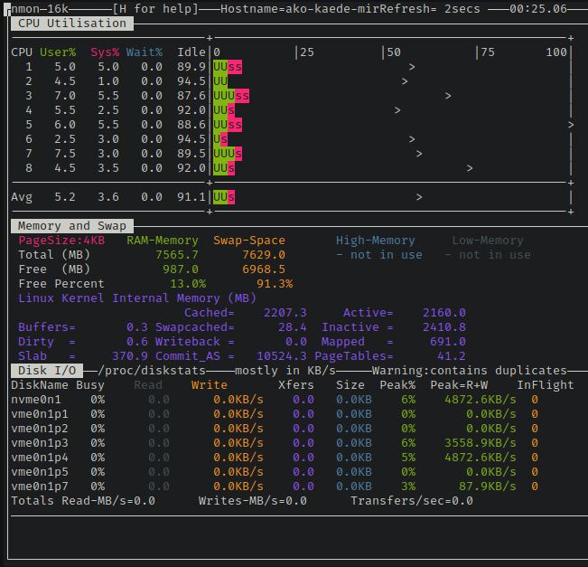 Nmon Ubuntu server monitoring panel