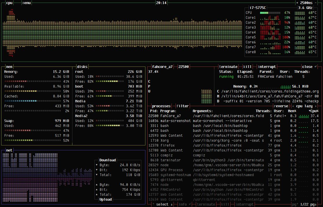 BashTop Ubuntu server monitoring panel