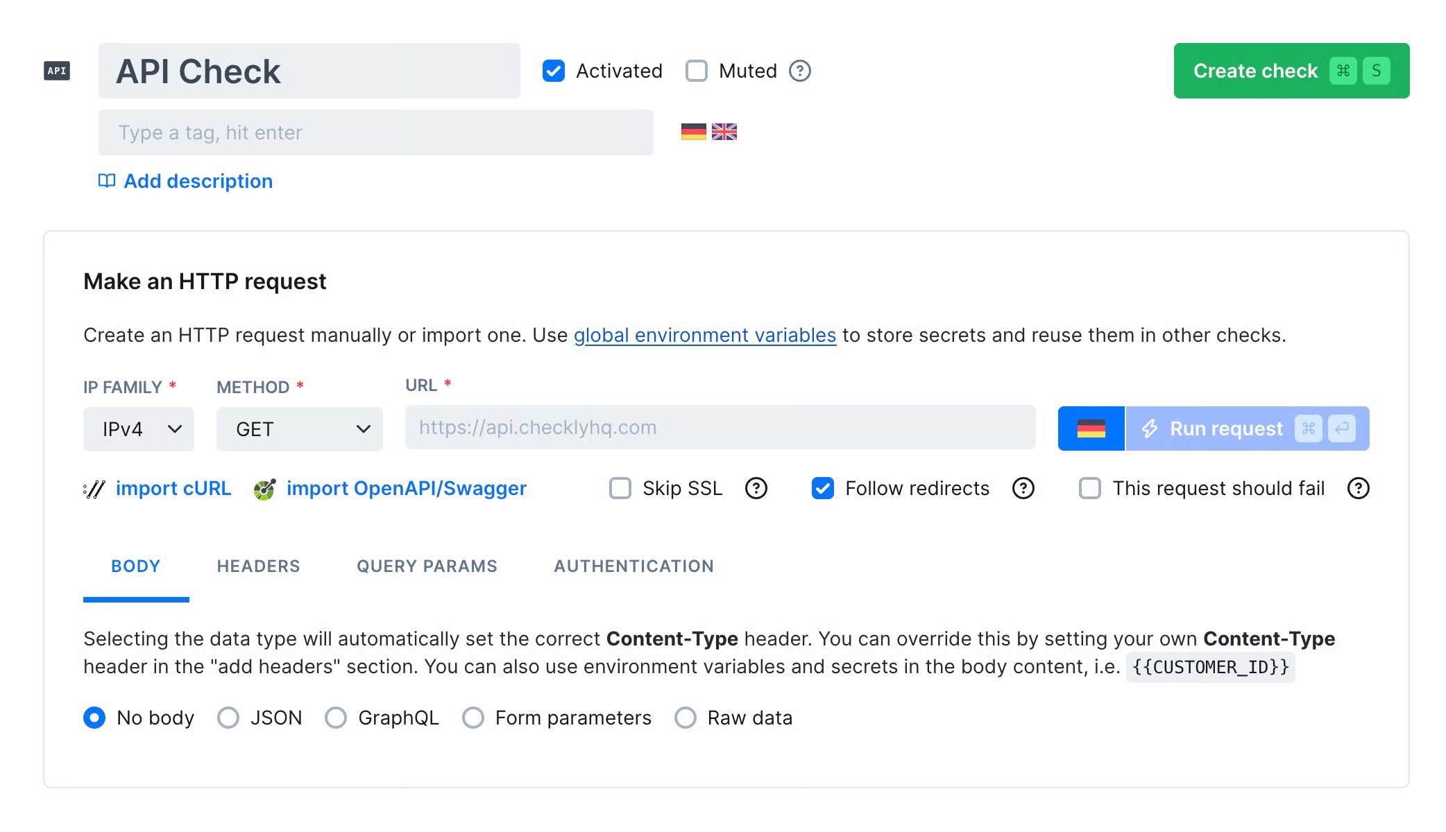 Checkly API monitoring